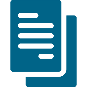 Icon of two overlapping documents representing files or paperwork.