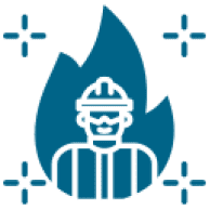 Simple blue rocket icon with stars in the background.