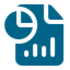 Icon of a document with a clock and bar chart, symbolizing data or time analysis.
