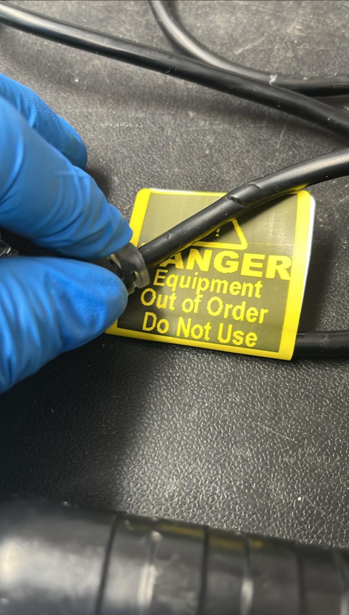 Electrical equipment tagged out of service