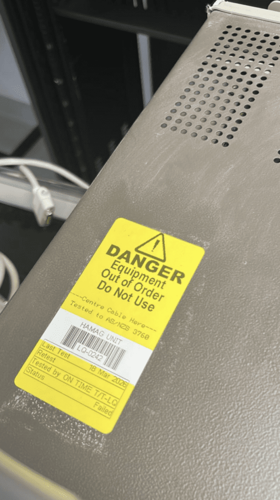 Electrical equipment tagged as failed