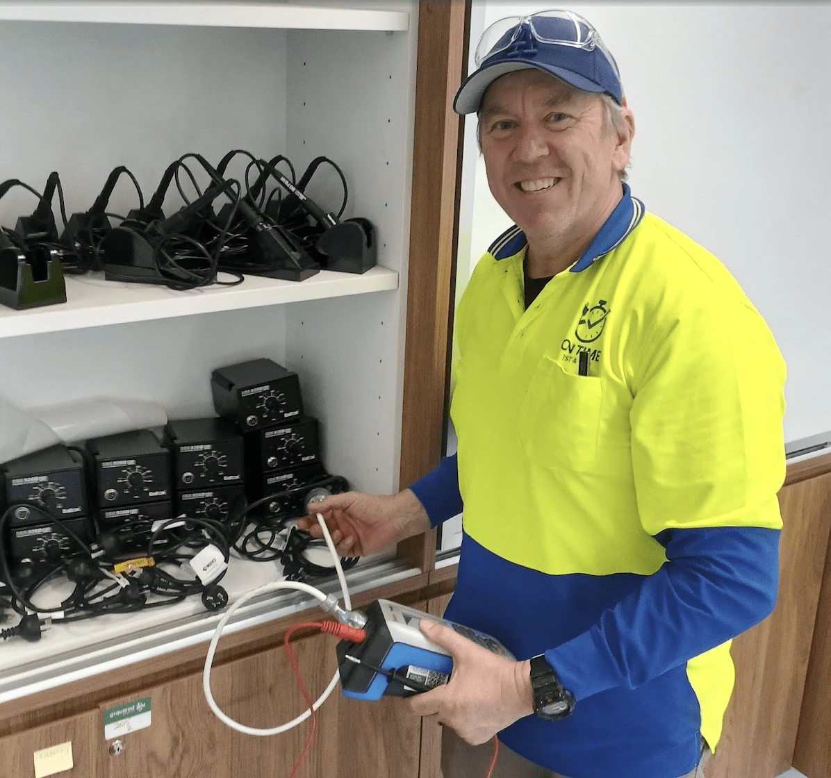 Test and tag technician testing equipment